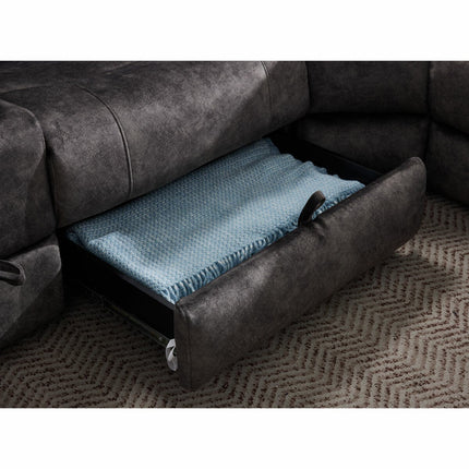 Vegas Grey Fabric Power Reclining Sectional Sofa With Storage Drawer – view 6
