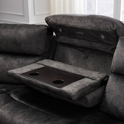 Vegas Grey Fabric Power Reclining Sectional Sofa With Storage Drawer – view 5