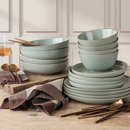 Over & Back Stoneware Dinnerware Set, 16 Piece in 2 Colours – view 2