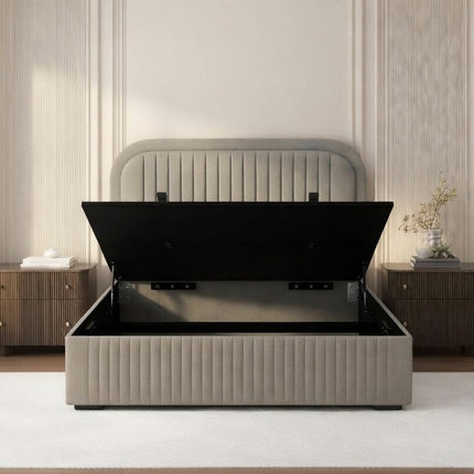 Highgrove Ashford Stone Fabric Full Ottoman Bed Frame in 3 Sizes – view 2