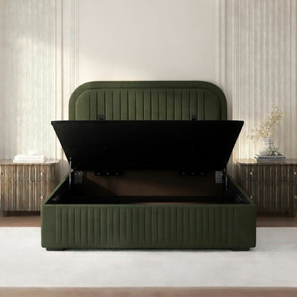 Highgrove Ashford Green Fabric Full Ottoman Bed Frame Green in 3 Sizes – view 2
