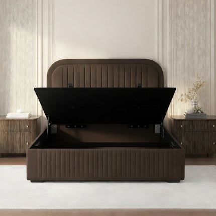 Highgrove Ashford Brown Fabric Full Ottoman Bed Frame in 3 Sizes – view 2