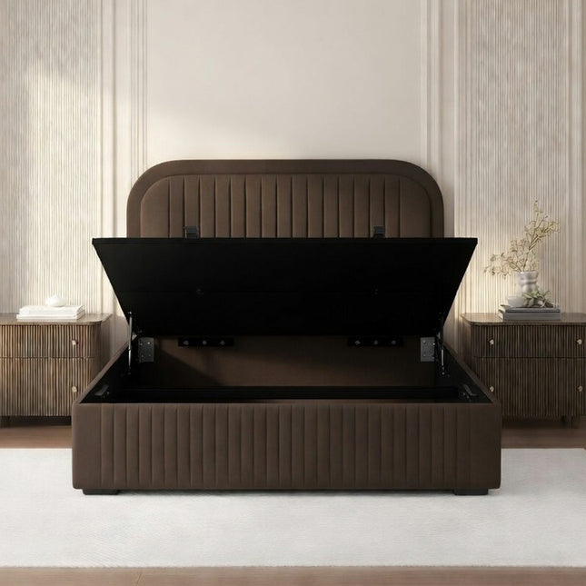 Highgrove Ashford Brown Fabric Full Ottoman Bed Frame in 3 Sizes – view 2