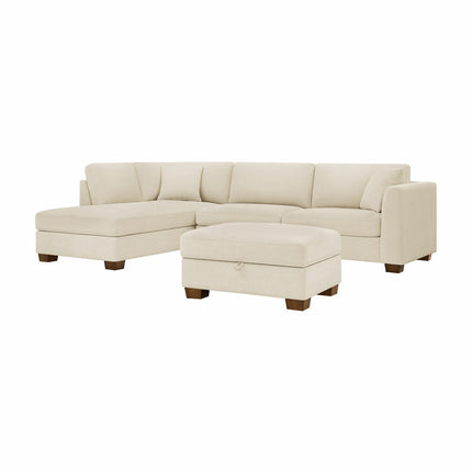 Thomasville Walsen Cream Fabric Corner Sofa with Storage Ottoman in 2 Configurations – view 5