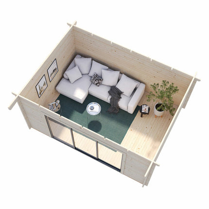 Palmako Lea 44mm Wooden Log Cabin in White 14ft 7" x 10ft 8" (4.5m x 3.3m) – view 4