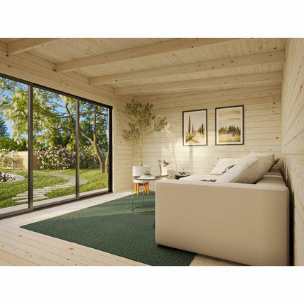 Palmako Lea 44mm Wooden Log Cabin in Natural Wood Colour 14ft 7" x 10ft 8" (4.5m x 3.3m) – view 3