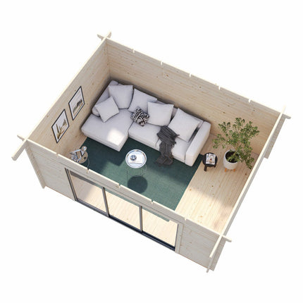 Palmako Lea 44mm Wooden Log Cabin in Natural Wood Colour 14ft 7" x 10ft 8" (4.5m x 3.3m) – view 4