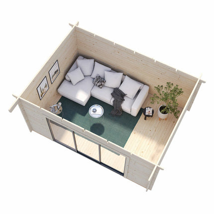 Palmako Lea 44mm Wooden Log Cabin in Dark Grey 14ft 7" x 10ft 8" (4.5m x 3.3m) – view 4