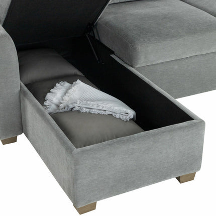 Coddle Cameron Fabric Sofa Bed with Reversible Chaise, Grey – view 6