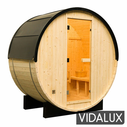 Vidalux Traditional Outdoor Barrel Sauna in 3 Sizes