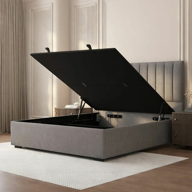 Highgrove Swift Stone Fabric Full Ottoman Bed Frame in 3 Sizes – view 2