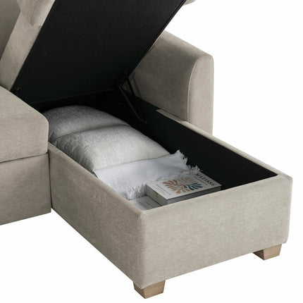Coddle Cameron Fabric Sofa Bed with Reversible Chaise, Taupe – view 6