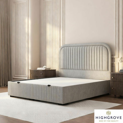 Highgrove Ashford Stone Fabric Full Ottoman Bed Frame in 3 Sizes
