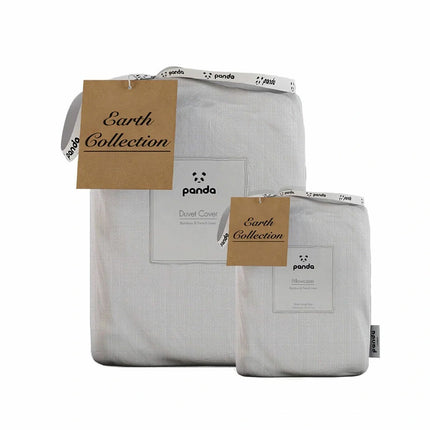 Panda Bamboo & French Linen Grey Duvet Cover Set in 3 Sizes – view 2