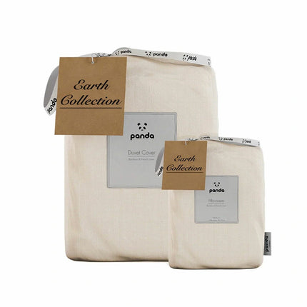 Panda Bamboo & French Linen Natural Duvet Cover Set in 3 Sizes – view 2