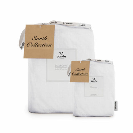 Panda Bamboo & French Linen White Duvet Cover Set in 3 Sizes – view 2