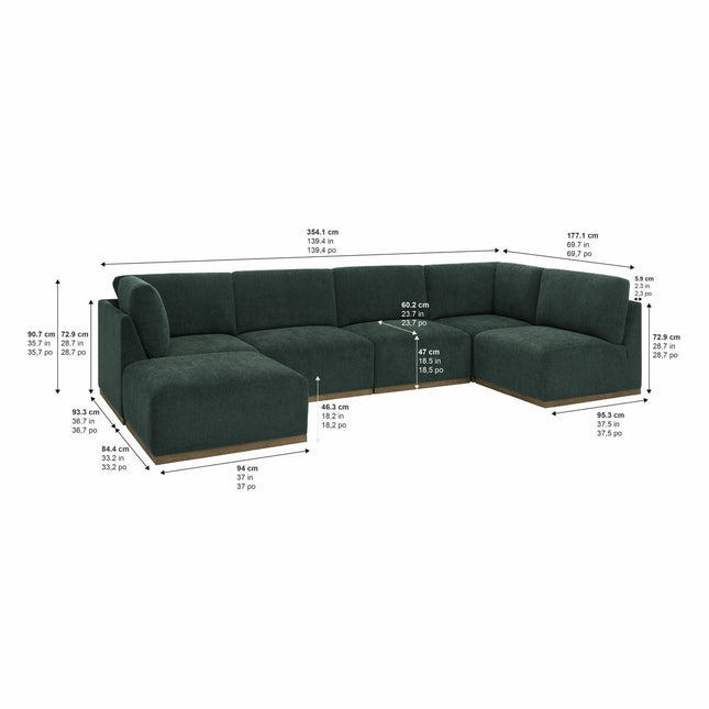 Henredon Murphy Green 6 Piece Modular Fabric Sofa – view 2