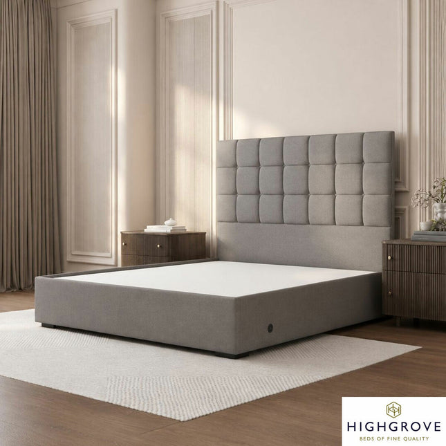 Highgrove Kavalan Stone Fabric Full Ottoman Bed Frame in 3 Sizes