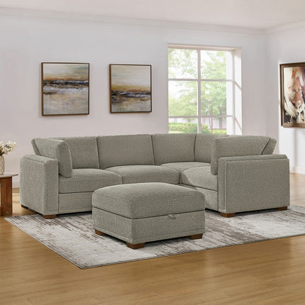 Thomasville Taylor Taupe Fabric Sofa with Storage Ottoman
