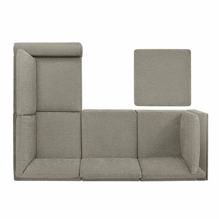 Thomasville Taylor Taupe Fabric Sofa with Storage Ottoman – view 5