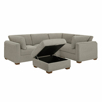 Thomasville Taylor Taupe Fabric Sofa with Storage Ottoman – view 4
