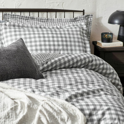 Yard Barton 100% Cotton Grey Gingham Duvet Cover Set in 4 Sizes – view 3