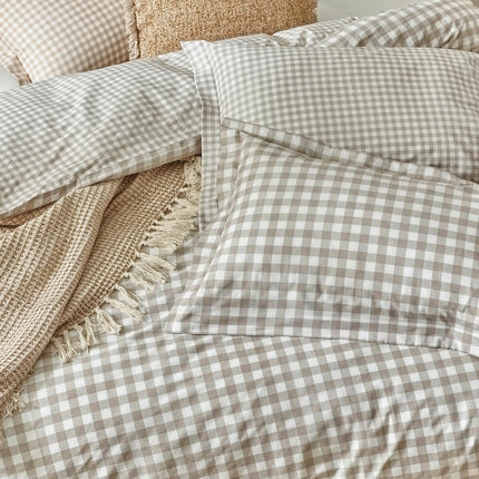 Yard Barton 100% Cotton Natural Gingham Duvet Cover Set in 4 Sizes – view 4