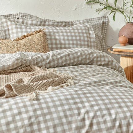 Yard Barton 100% Cotton Natural Gingham Duvet Cover Set in 4 Sizes – view 3