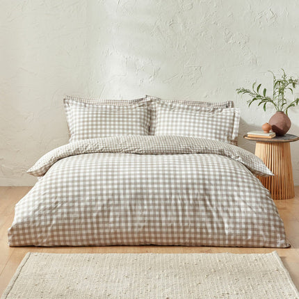 Yard Barton 100% Cotton Natural Gingham Duvet Cover Set in 4 Sizes – view 2