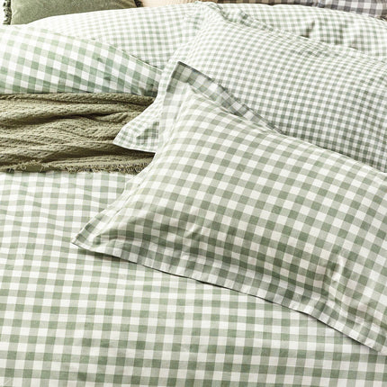 Yard Barton 100% Cotton Green Gingham Duvet Cover Set in 4 Sizes – view 4