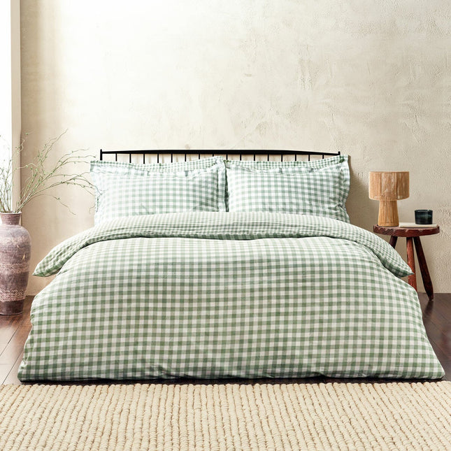 Yard Barton 100% Cotton Green Gingham Duvet Cover Set in 4 Sizes – view 2