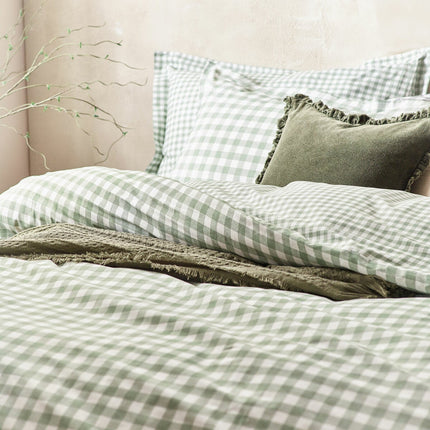 Yard Barton 100% Cotton Green Gingham Duvet Cover Set in 4 Sizes – view 3