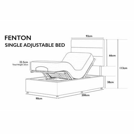 Highgrove Fenton Grey Fabric Electric Adjustable Bed Base With Medium Memory Foam Mattress – view 2
