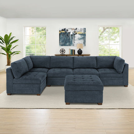 Thomasville Tisdale Blue Fabric Armless Chair – view 6