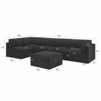 Thomasville Fallon Dark Grey 6 Piece Modular Fabric Sofa – view 2