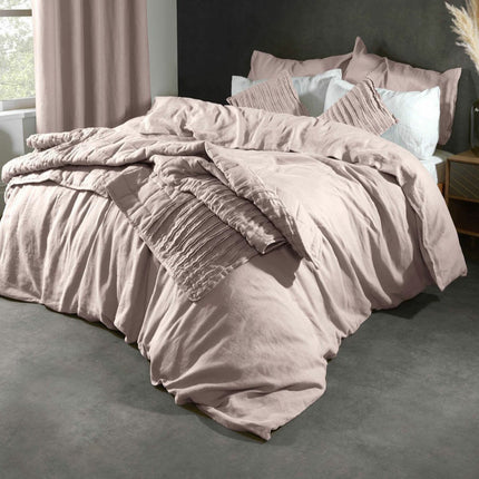 Lazy Linen 100% Washed Pink Linen Duvet Cover Set in 3 Sizes – view 2