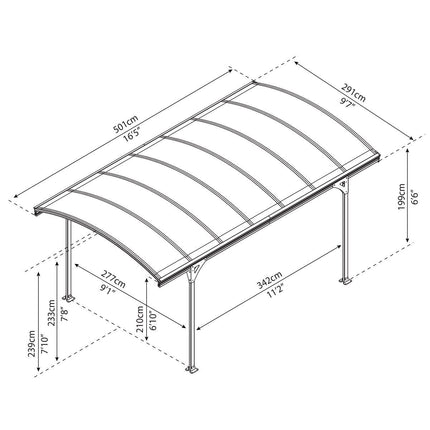 Palram Canopia Vitoria 5000 Aluminium and Polycarbonate Carport – view 2