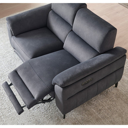 Apex Black Fabric Power Reclining 2 Seater Sofa with Power Head Tilt – view 3