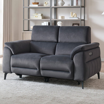 Apex Black Fabric Power Reclining 2 Seater Sofa with Power Head Tilt – view 4