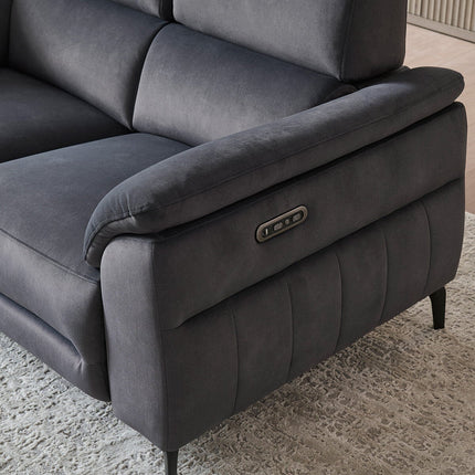 Apex Black Fabric Power Reclining 2 Seater Sofa with Power Head Tilt – view 5