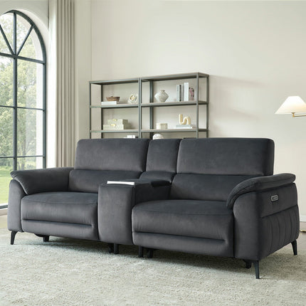 Apex Black Fabric Power Reclining Large 2 Seater Sofa with Power Head Tilt & Smart Screen – view 4
