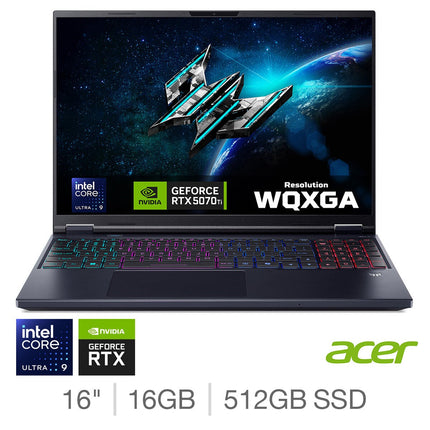 Acer Helios, Intel Core Ultra 9, 16GB RAM,512GB SSD, NVIDIA GeForce RTX 5070 Ti, 16 Inch Gaming Laptop, NH.U44EK.004
