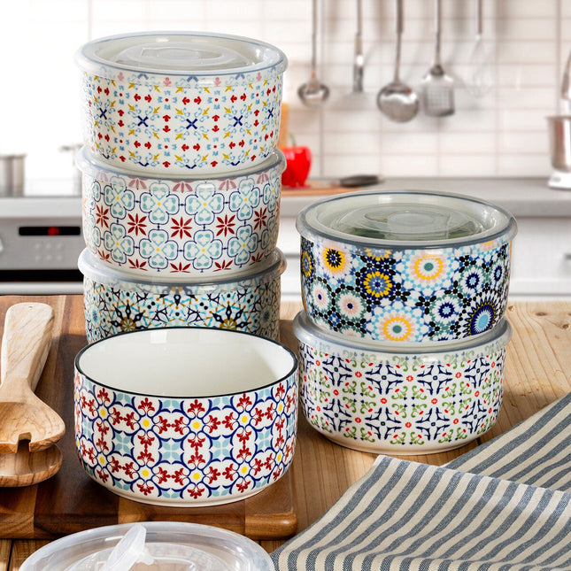 Signature Stoneware Bowls with Lids, 6 Pack – view 2
