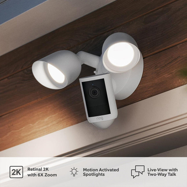 Ring Floodlight Cam (2nd Gen) - Wired - White Security Camera - Retinal 2K - 2 Pack – view 2
