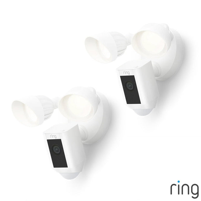 Ring Floodlight Cam (2nd Gen) - Wired - White Security Camera - Retinal 2K - 2 Pack
