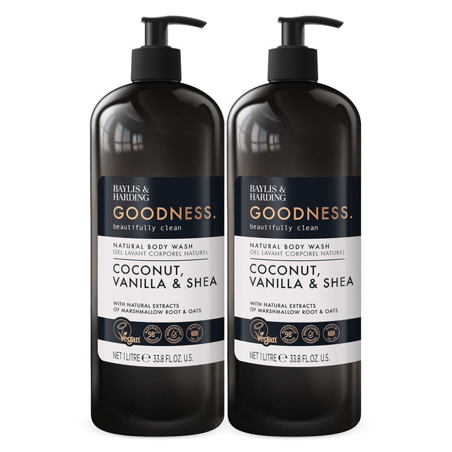 Baylis & Harding Goodness Bodywash, 2 x 1L in 2 Options