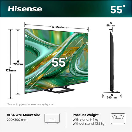 Hisense 55E8STUK 55 Inch Mini LED 4K UHD Smart TV