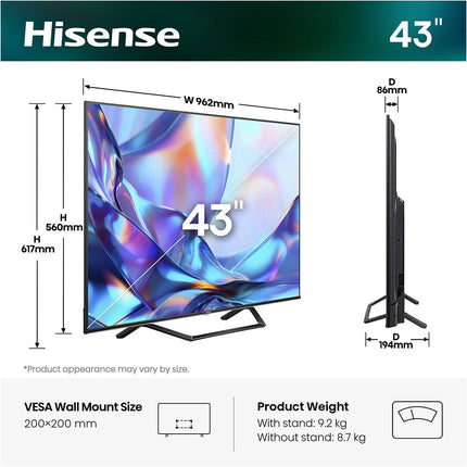 Hisense 43A7STUK 43 Inch QLED HD Smart TV – view 2