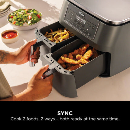 Ninja DZ300UK 6-in-1 Dual Zone Air Fryer in Gun Metal Grey – view 3