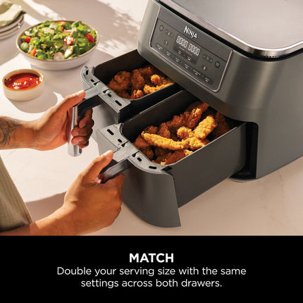Ninja DZ300UK 6-in-1 Dual Zone Air Fryer in Gun Metal Grey – view 4